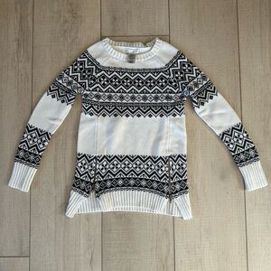 Max Studio Girls Black White Fair Isle Nordic Tunic Sweater Zip Hem | Girl S |